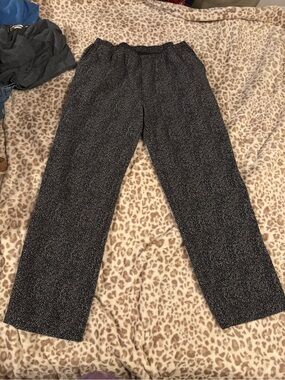 Lands End Black Speckled Straight-Leg Cropped Pants Size Petite Large